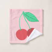 Cheerful Cherries Fruity Pink Bad Handdoek (Wasdoekje)