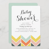 Cheerful Chevron Baby shower Invite Kaart (Voorkant / Achterkant)