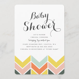 Cheerful Chevron Baby shower Invite Kaart
