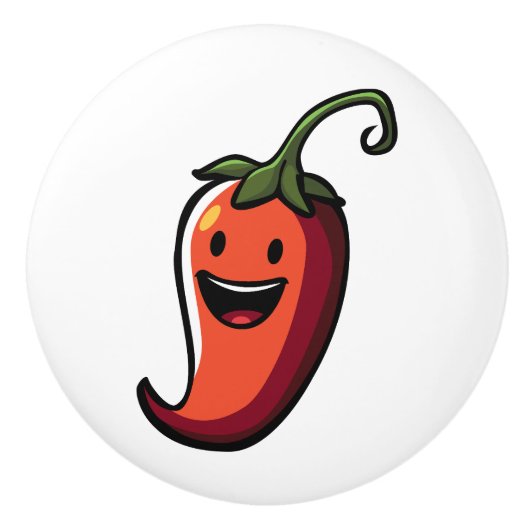 Cheerful Chili Pepper Keramische Knop (Voorkant)