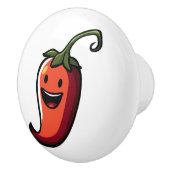 Cheerful Chili Pepper Keramische Knop (Rechts)