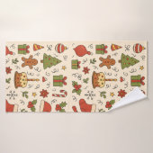 Cheerful Christmas Doodle Pattern Badhanddoek (Badhanddoek)