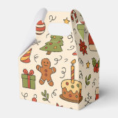 Cheerful Christmas Doodle Pattern Bedankdoosjes (Achterkant)