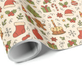 Cheerful Christmas Doodle Pattern Cadeaupapier (Rol Hoek)