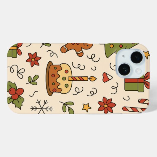Cheerful Christmas Doodle Pattern Case-Mate iPhone Case (Achterkant (horizontaal))