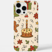 Cheerful Christmas Doodle Pattern Case-Mate iPhone Case (Achterkant)