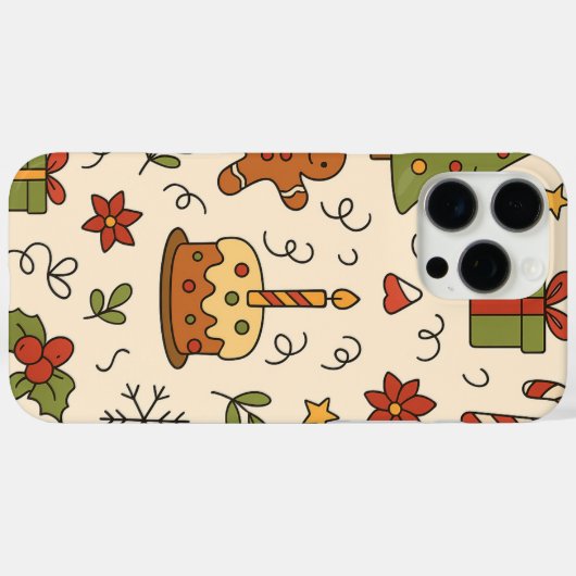 Cheerful Christmas Doodle Pattern Case-Mate iPhone Case (Achterkant (horizontaal))