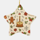 Cheerful Christmas Doodle Pattern Keramisch Ornament (Voorkant)