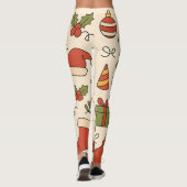 Cheerful Christmas Doodle Pattern Leggings (Achterkant)