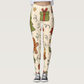 Cheerful Christmas Doodle Pattern Leggings (Voorkant)