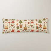 Cheerful Christmas Doodle Pattern Lichaamskussen (Achterkant)