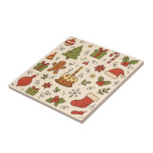 Cheerful Christmas Doodle Pattern Tegeltje (Zijkant)