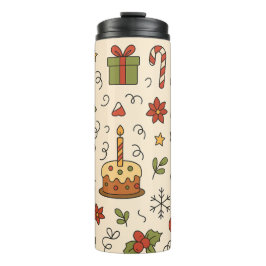 Cheerful Christmas Doodle Pattern Thermosbeker