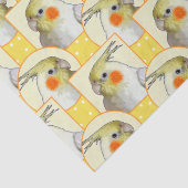 Cheerful Cockatiel Happy Yellow Bird Pattern Fun Tissuepapier (Detail)