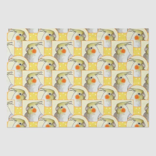 Cheerful Cockatiel Happy Yellow Bird Pattern Fun Tissuepapier (Voorkant)