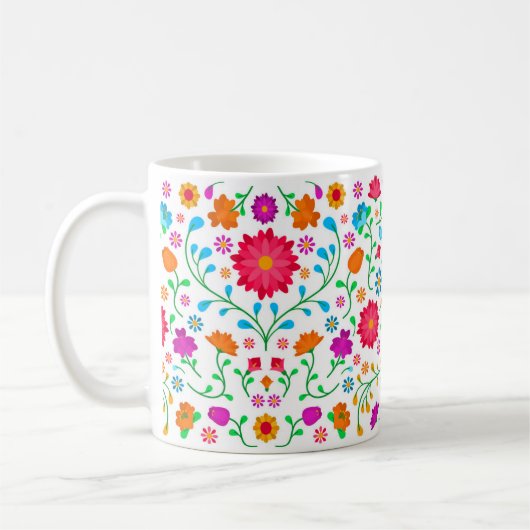 Cheerful colourful folk art pattern  koffiemok (Links)