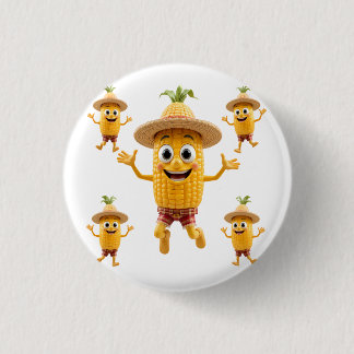  Cheerful Corn Characters Celebrating Life Ronde Button 3,2 Cm