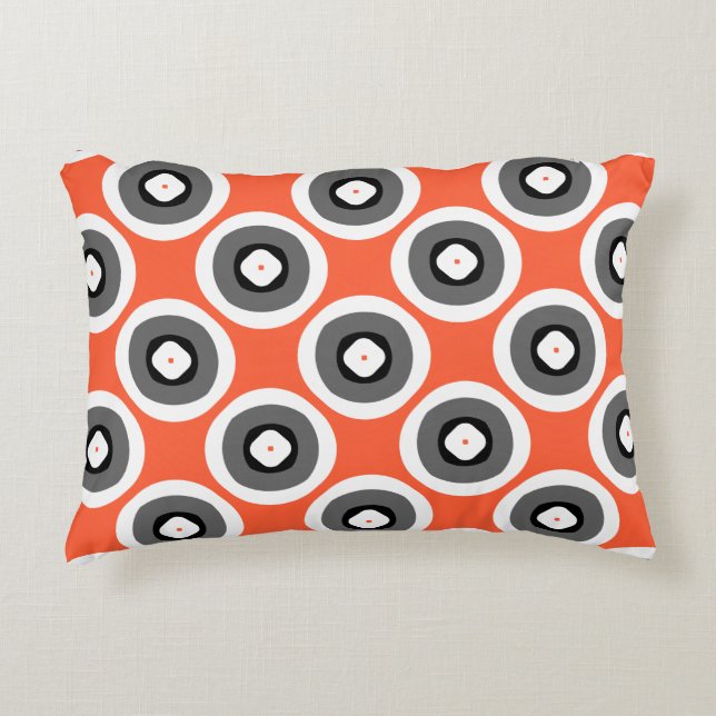 Cheerful Cute Bright Coral Black White Accent Kussen (Voorkant)