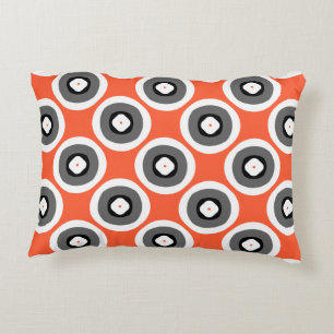 Cheerful Cute Bright Coral Black White Accent Kussen