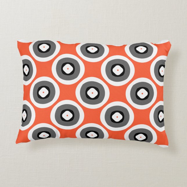 Cheerful Cute Bright Coral Black White Accent Kussen (Achterkant)
