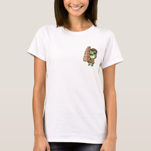 Cheerful Delivery Frog Balancing a Towering Stack T-shirt (Voorkant)