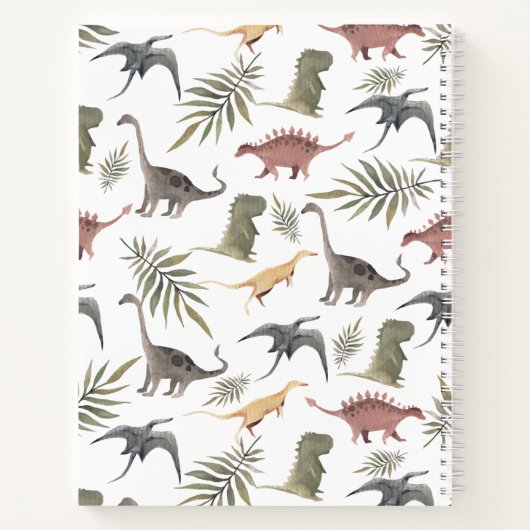 Cheerful Dinosaur Pattern Personalized Journal Notitieboek (Achterkant)