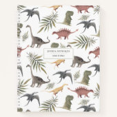 Cheerful Dinosaur Pattern Personalized Journal Notitieboek (Voorkant)