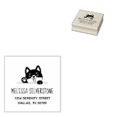 Cheerful Dog Peeking bovenaan adres 2 Rubberstempel (Gestempeld)