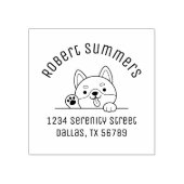 Cheerful Dog Peeking hoger dan Arch Adres 2 Rubberstempel (Afrduk)