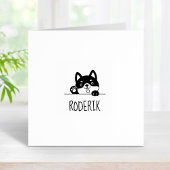 Cheerful Dog Peeking Husky Custom Name 2 Rubberstempel