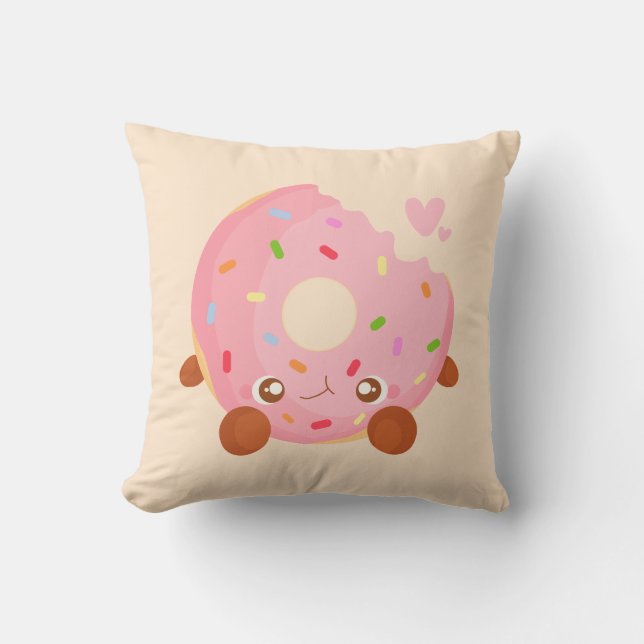 Cheerful Donut With Sprinkles Kussen (Voorkant)