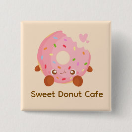Cheerful Donut With Sprinkles Vierkante Button 5,1 Cm