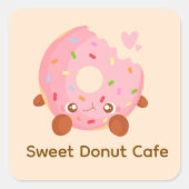 Cheerful Donut With Sprinkles Vierkante Sticker (Voorkant)