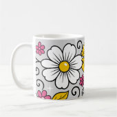 Cheerful Floral Pattern with Bold Outlines Koffiemok (Links)