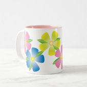 Cheerful Flowers Tweekleurige Koffiemok (Voorkant links)