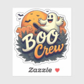 Cheerful Ghost "Boo Crew" Halloween Sticker (Vel)