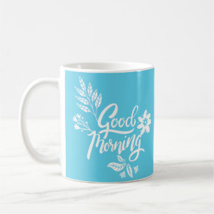 Cheerful Good Morning Typografie Bright Blue Koffiemok