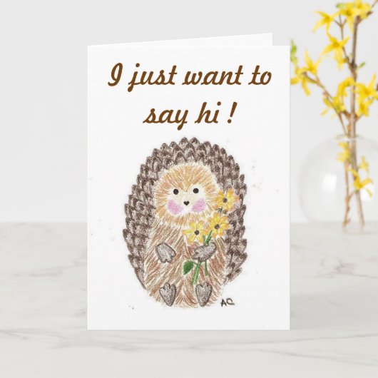 Cheerful hedgeel wenskaart kaart (Gele Bloem)