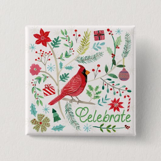 Cheerful Holiday - Celebrate Vierkante Button 5,1 Cm (Voorkant)