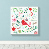 Cheerful Holiday - Merry Canvas Afdruk (Insitu (Houten vloer))