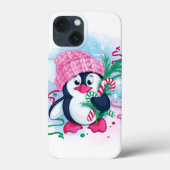 Cheerful Holiday Penguin Hoesje-Mate iPhone Case (Achterkant)