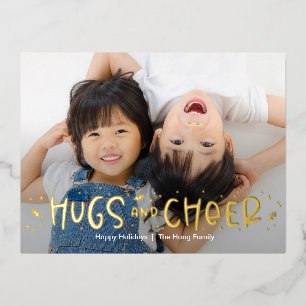 Cheerful Hug Editable Color Folie Holiday Briefkaa Folie Feestdagen Briefkaart