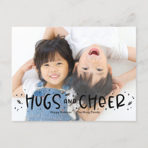 Cheerful Hug Editable Color Photo Holiday Briefkaa Feestdagenkaart