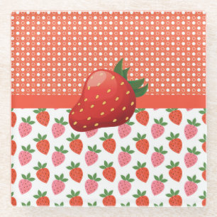 Cheerful Juicy Strawberry Glazen Onderzetter