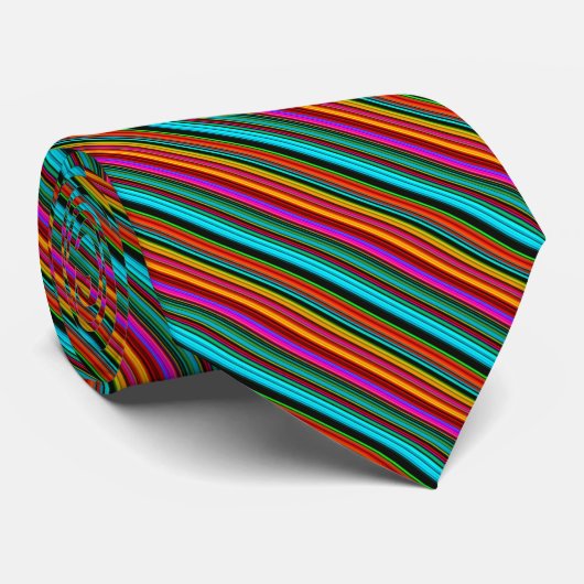 Cheerful Multicolored Stripe Pattern Stropdas (Opgerold)