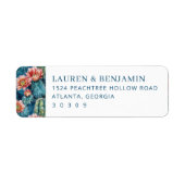 Cheerful Navy Watercolor Cactus Etiket (Voorkant)