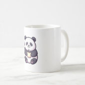 Cheerful Panda with Tea – Cute Whimsical Koffiemok (Voorkant rechts)