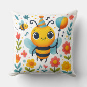 Cheerful Party Bee Decorative Pillow Kussen (Voorkant)
