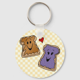 Cheerful Peanut Butter en Jelly Cartoon Friends Sleutelhanger