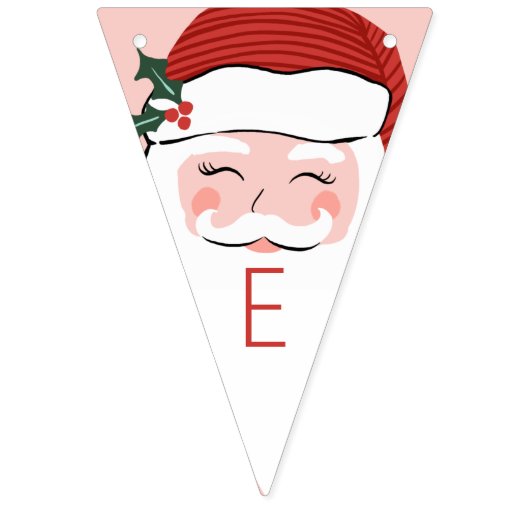 Cheerful Père Noël Face à Noël Bunting drapeaux (Deuxième drapeau)